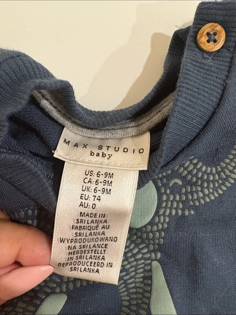 Max Studio Navy Sweatshirt with Mint Elephant Graphic